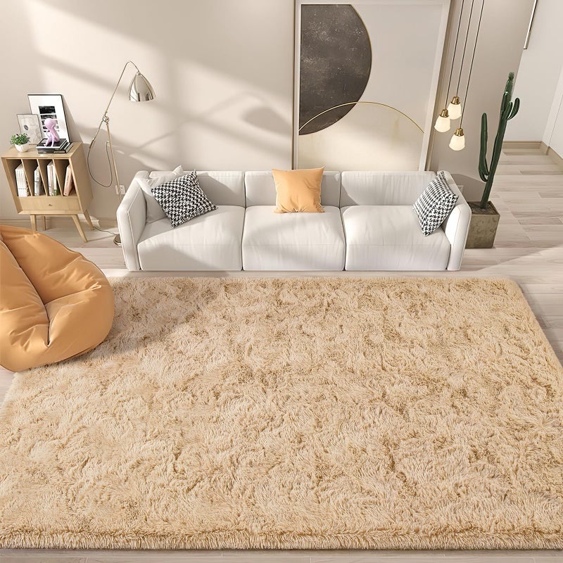 BENRON Fluffy Beige Rugs for Living Room Bedroom 4x6, Soft Plush Fuzzy Shaggy Rugs for Kids Girls Boys Room Decor, Washable Indoor Floor Carpets - Image 2